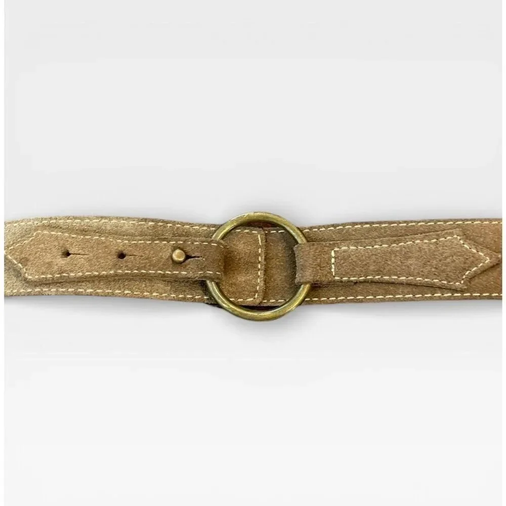 Vintage GAP Suede O-Ring Statement Belt M Boho Western Unique Made in England